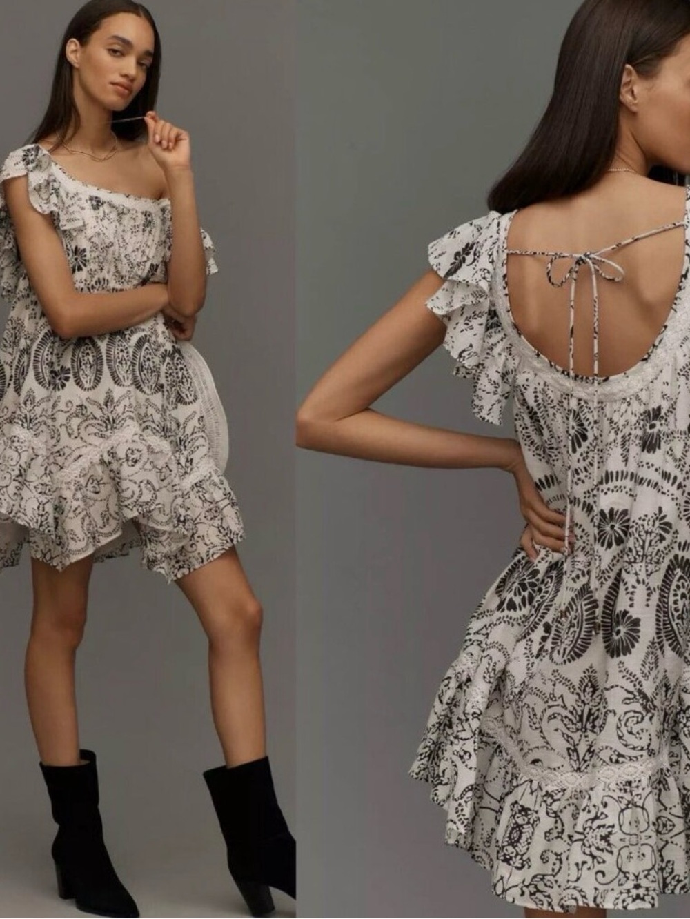 Anthropologie Maeve Flutter-Sleeve Babydoll Mini Dress